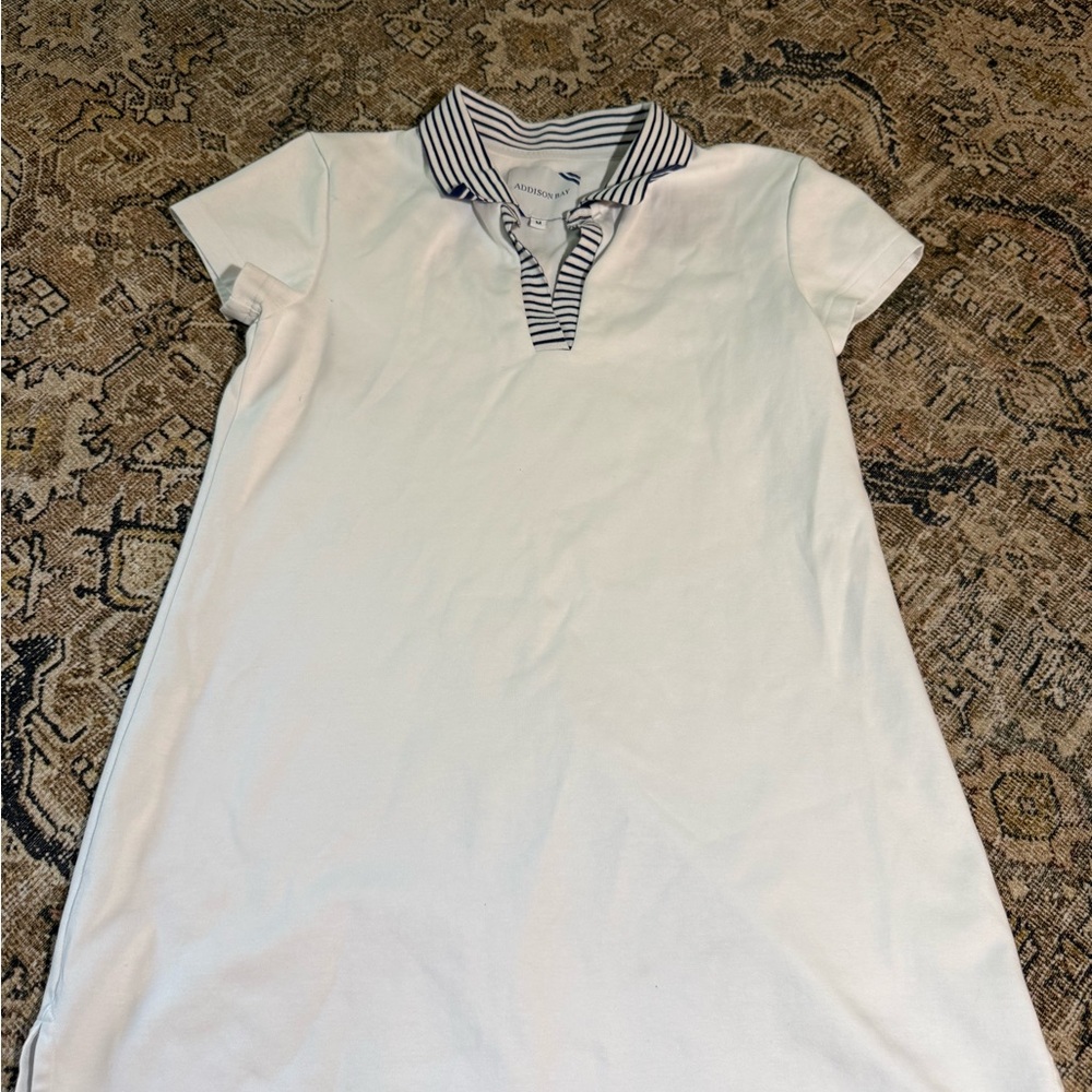 Addison Bay White Mini Dress with Striped Collar